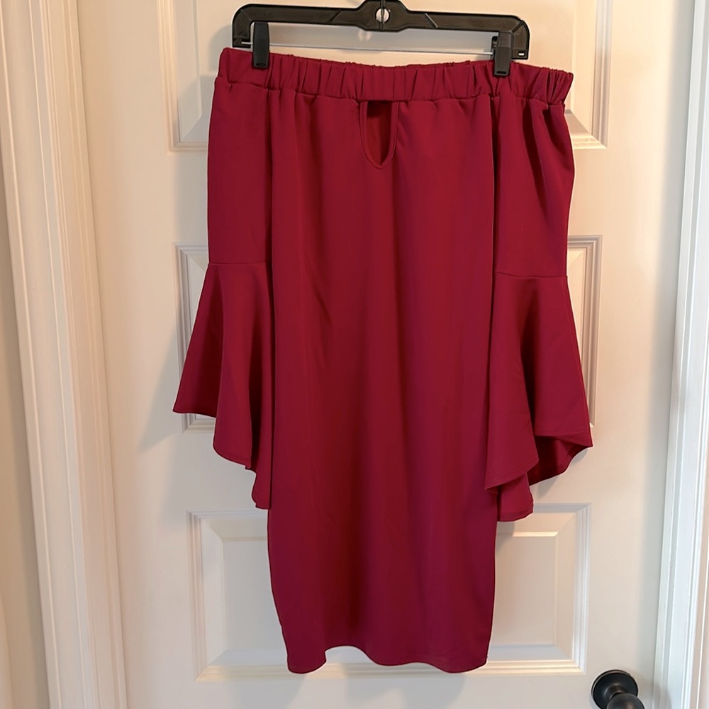 Burgundy Off Shoulder cocktail dress
